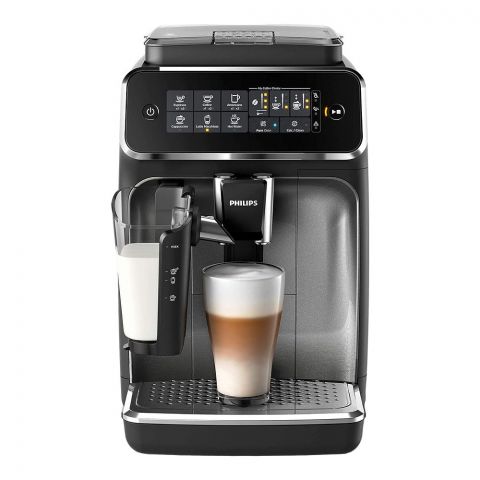 PHILIPS 3200 Espresso Machine, 5 Coffee Varieties, Touch Display, Ceramic Grinder, Aqua Clean Filter, Black, EP3246/70