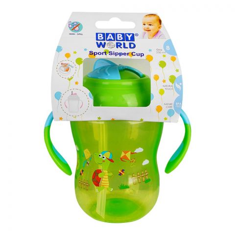 Baby World Sport Sipper Cup, 250ml, Green, BW4040