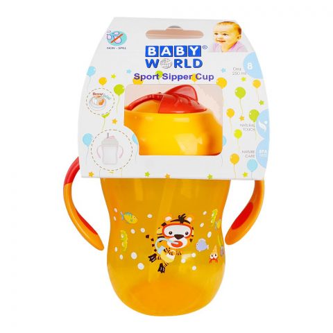 Baby World Sport Sipper Cup, 250ml, Orange, BW4040