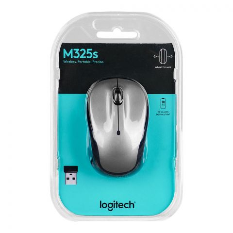 Logitech Wireless, Portable & Precise Mouse, 18M Battery Life, Light Silver, M325S, 910-006815
