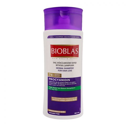 Bioblas Procyanidin Herbal Shampoo, Prevents Hair Loss, Paraben Free, 360ml