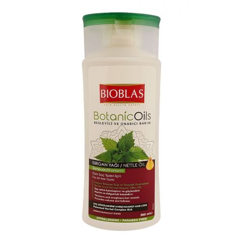 Bioblas Botanic Oil Nourishing And Repairing Care Nettle Oil Shampoo, Prevents Hair Loss, Paraben Free, All Hair Types, 360ml