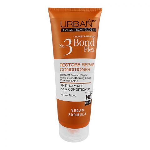 Urban Care No.3 Bond Plex + Infusion Restore & Repair Conditioner, Sulphate Free, All Hair Types, Flawless Shine, Vegan, 250ml