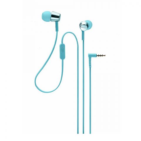 Sony Stereo Headphone For Smartphones, 9mm Cable, Noise Isolation, Light Blue, MDR-EX155AP