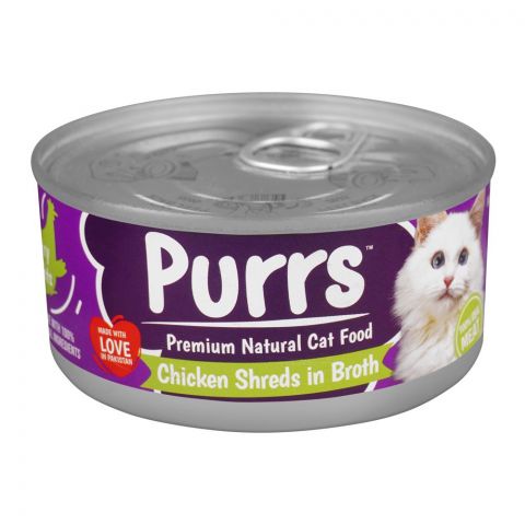 Purrs Premium Natural Cat Food, Chicken Shred In Broth, 130g