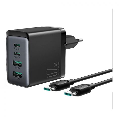 Joyroom 67W Gan Ultra Fast Charger Kit, 2C+2A, +100W, 1.2m Type-C To Type-C Cable, Black JR-TCG02