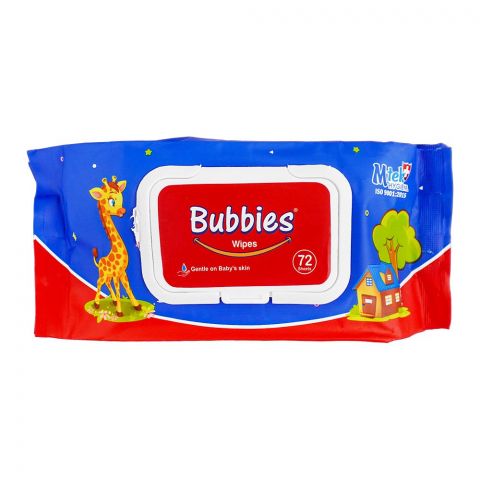 Mtek Hygiene Bubbies Baby Wipes With Aloe Vera & Vitamin-E, Clinically Proven, Alcohol Free, 72-Sheets