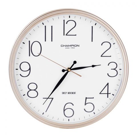 Champion Wall Clock for Home, Office, Kitchen, Bedroom & Living Room Décor, Gold & White, CCB-410