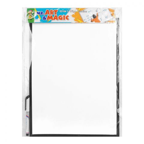 Mr.Art Magic Formica Large Whiteboard With Marker, Best For Write & Wipe Practice, 509-2103