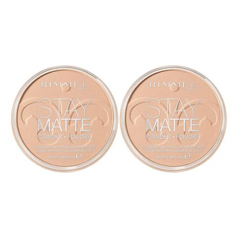 Rimmel Stay Matte Long Lasting Pressed Powder, 004 Sandstorm, 2-Pieces Value Pack