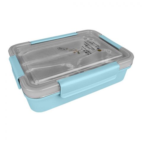 Stainless Steel 3 Partitions Lunch Box, Blue