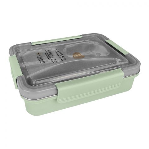 Stainless Steel 3 Partitions Lunch Box, Green