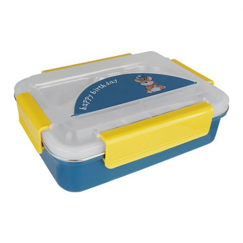 Happy Steel 2 Partitions Lunch Box, Blue