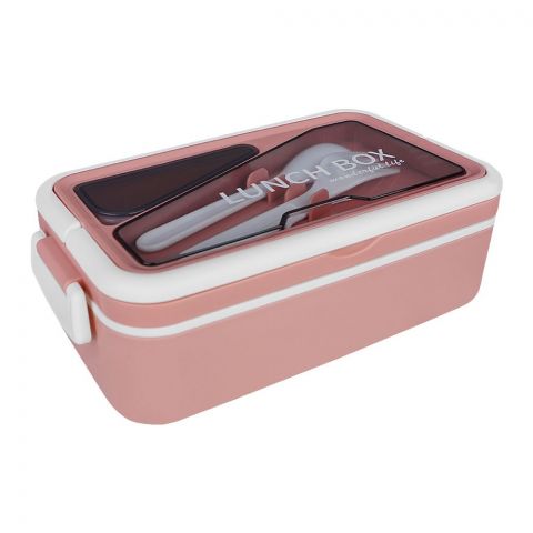 Wonderful Stainless Steel Lunch Box With Crockery & Cutlery, Pink