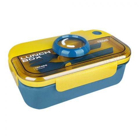 Camera Plastic Lunch Box With Crockery & Cutlery, 1100ml Capacity, Blue