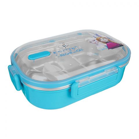 Stainless Steel 2 Partitions Lunch Box With Crockery & Cutlery, Frozen