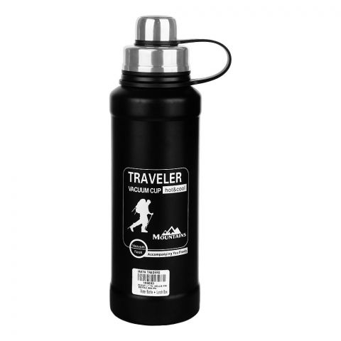 Insulated Stainless Steel Water Bottle, 800ml Capacity, Vacuum Cup Hot & Cool, Black