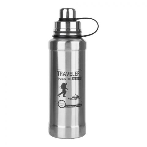Insulated Stainless Steel Water Bottle, 800ml Capacity, Vacuum Cup Hot & Cool, Silver