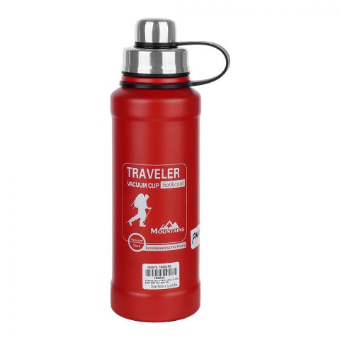 Insulated Stainless Steel Water Bottle, 800ml Capacity, Vacuum Cup Hot & Cool, Red