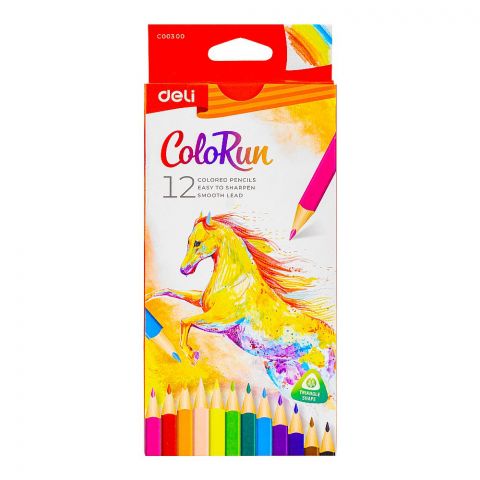 Deli Color Pencils, 3.0mm 12 Colors, Easy to Sharpen, Smooth Lead, Not For Children Under 3 Years, EC00300