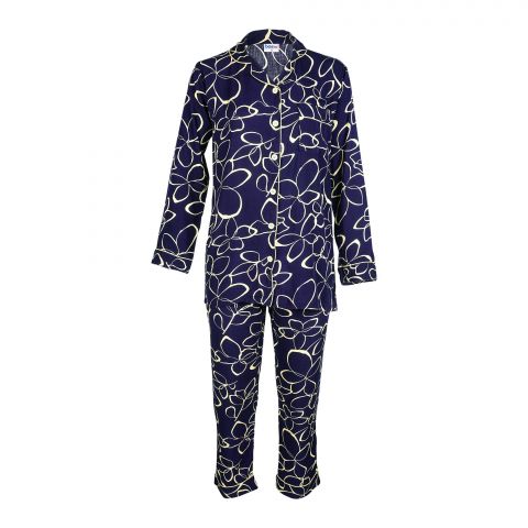 Basix Women's Floral Loungewear, 2-Piece Set, Navy & Golden, LW-624