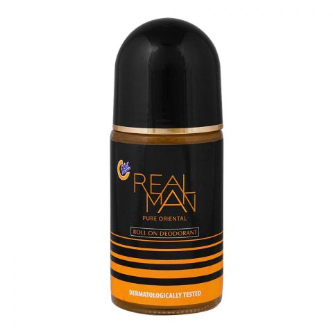 Real Man Pure Oriental Deodorant Roll On, 48 Hours Lasting, Dermatologist Tested, For Men's, 50ml