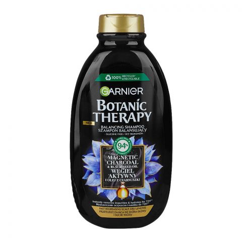 Garnier Botanic Therapy Magnetic Charcoal & Black Seed Oil Balancing Shampoo, Cruelty Free, Vegan, 400ml