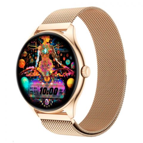 Zero 1.43" Amoled HD Display Pixel Smart Watch, BT Calling, IP67 Water Resistant, Golden