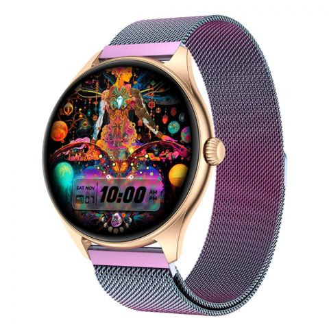 Zero 1.43" Amoled HD Display Pixel Smart Watch, BT Calling, IP67 Water Resistant, Rainbow Gold