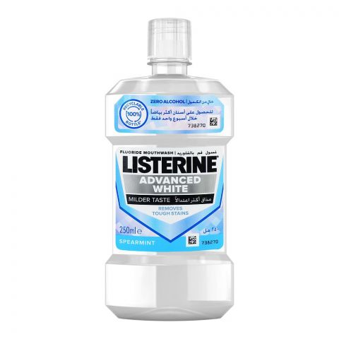 Listerine Advanced White Milder Taste Mouth Wash, Italy, 250ml