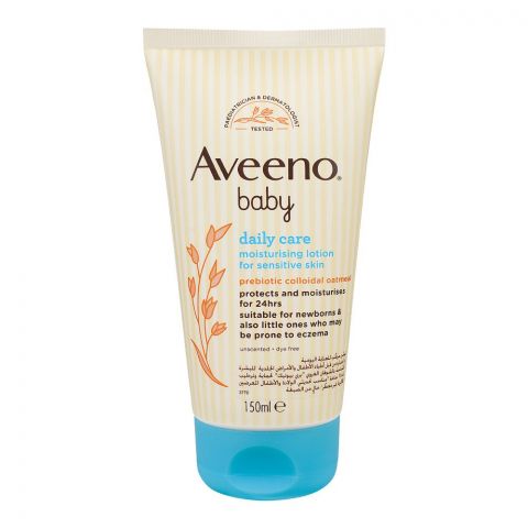 Aveeno Baby Daily Care Moisturizing Lotion, For Sensitive Skin, Unscented, Dye Free, 150ml