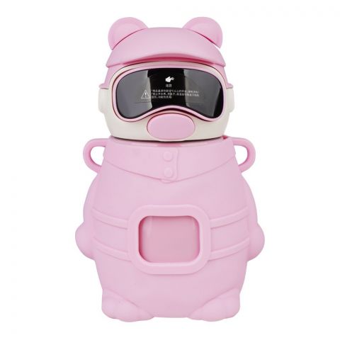 Bear Metal Water Bottle, Pink, 480ml, 14cm (H) x 8.5cm (W), (6281) 0000976