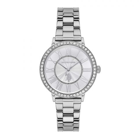 U.S. Polo Assn. Women's Metallic Chain Round Dial Analog Wrist Watch, Steel, USPA2047-05