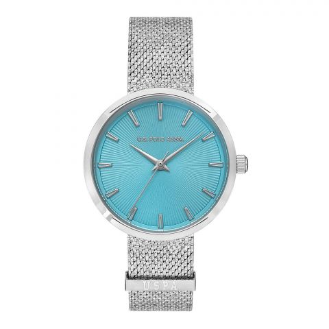 U.S. Polo Assn. Women's Magnetic Strap Round Dial Analog Wrist Watch, Ice Blue, USPA2078-04