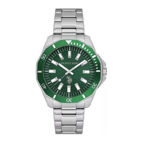 U.S. Polo Assn. Men's Metallic Chain Round Dial Analog Wrist Watch, Green, USPA1097-02