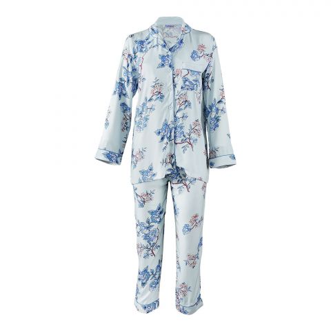 Basix Women's Floral Loungewear Set, 2-Piece, Sky Blue, LW-634