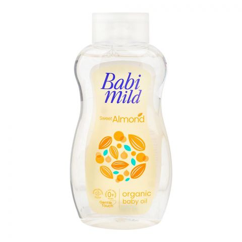 Babi Mild Sweet Almond Organic Baby Oil, Gentle For Newborn/0+ Years, Hypoallergenic Tested, 200ml