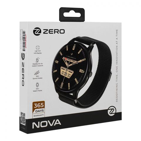 Zero 1.39" Nova HD Display Smart Watch, BT Calling, Metal Case Body, IP67 Water Resistant, Black