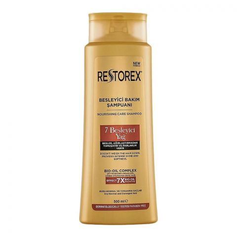 Restorex 7 Nourishing Oils Nourishing Care Shampoo, For Dry, Normal and Damaged Hair, Paraben Free, 500ml