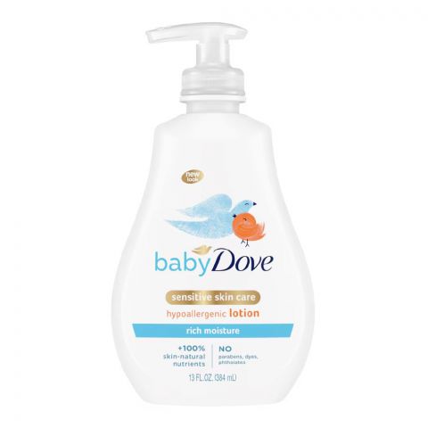 Dove Rich Moisture Sensitive Skin Hypoallergenic Baby Lotion, No Parabens, Cruelty Free, 384ml