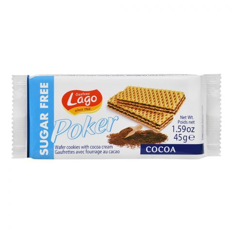 Lago Poker Cocoa Cream Sugar Free Wafers, 45g