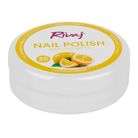 Rivaj UK Lemon Extract Nail Polish Remover Wipes, 30-Pack