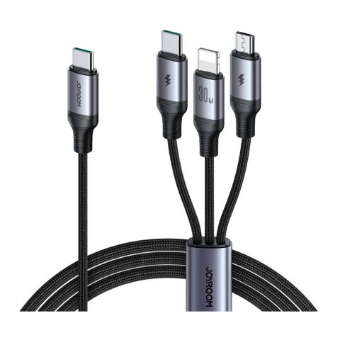 Joyroom Speedy Series 30W 3-in-1 Fast Charging Cable (Type-C to L+C+M), 1.2m, Black, SA21-1T3