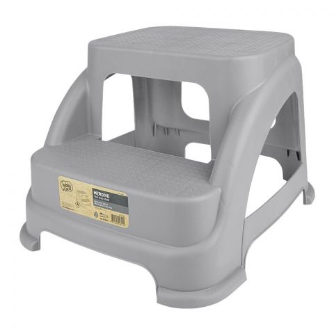 Hobby Life Merdivo Plastic Two Step Stool, Grey, HL.081398