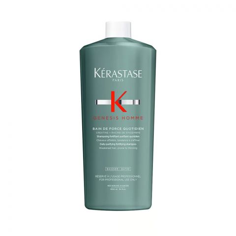 Kerastase Genesis Homme Bain De Force Quotidien Shampoo, For Weakened Hair, 1000ml