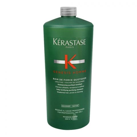 Kerastase Genesis Homme Bain De Force Quotidien Shampoo, For Thinning and Weak Hair, 1000ml