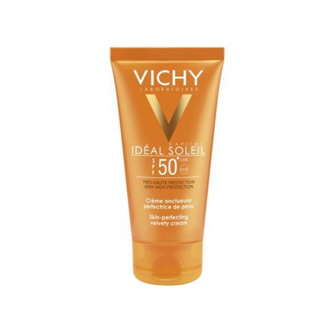 Vichy Ideal Soleil Skin Perfecting Velvety Sun Cream, Waterproof, SPF-50+, UVA+UVB, 50ml