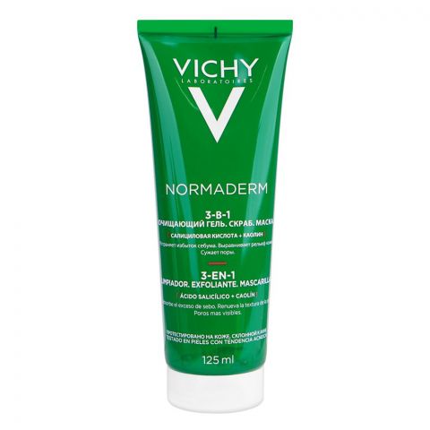 Vichy Normaderm 3-In-1 Scrub+Cleanser+Mask, For Acne-Prone Skin, 125ml