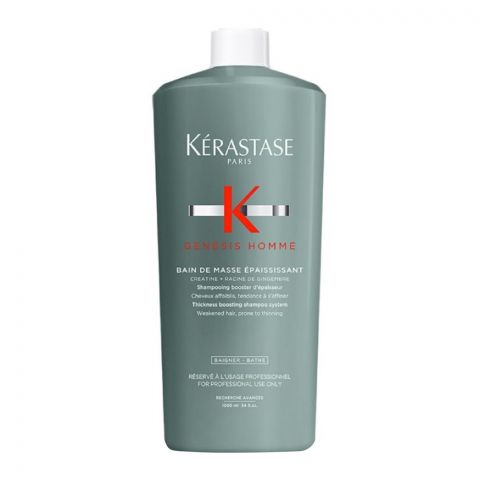 Kerastase Genesis Homme Bain De Masse Epaississant Thickness Boosting Shampoo, Silicone and Paraben-Free, 1000ml