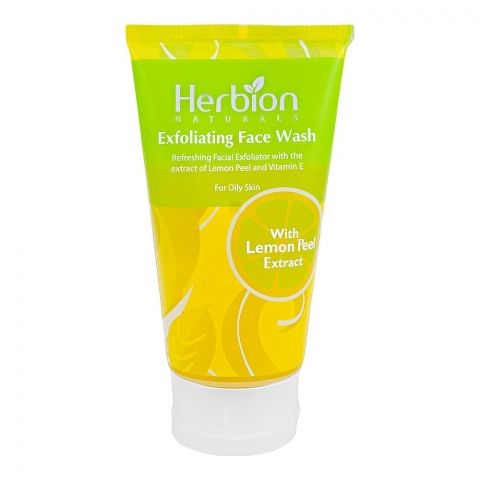 Herbion Lemon Exfoliating Face Wash With Peppermint Oil and Vitamin E, For Oily Skin, 100ml